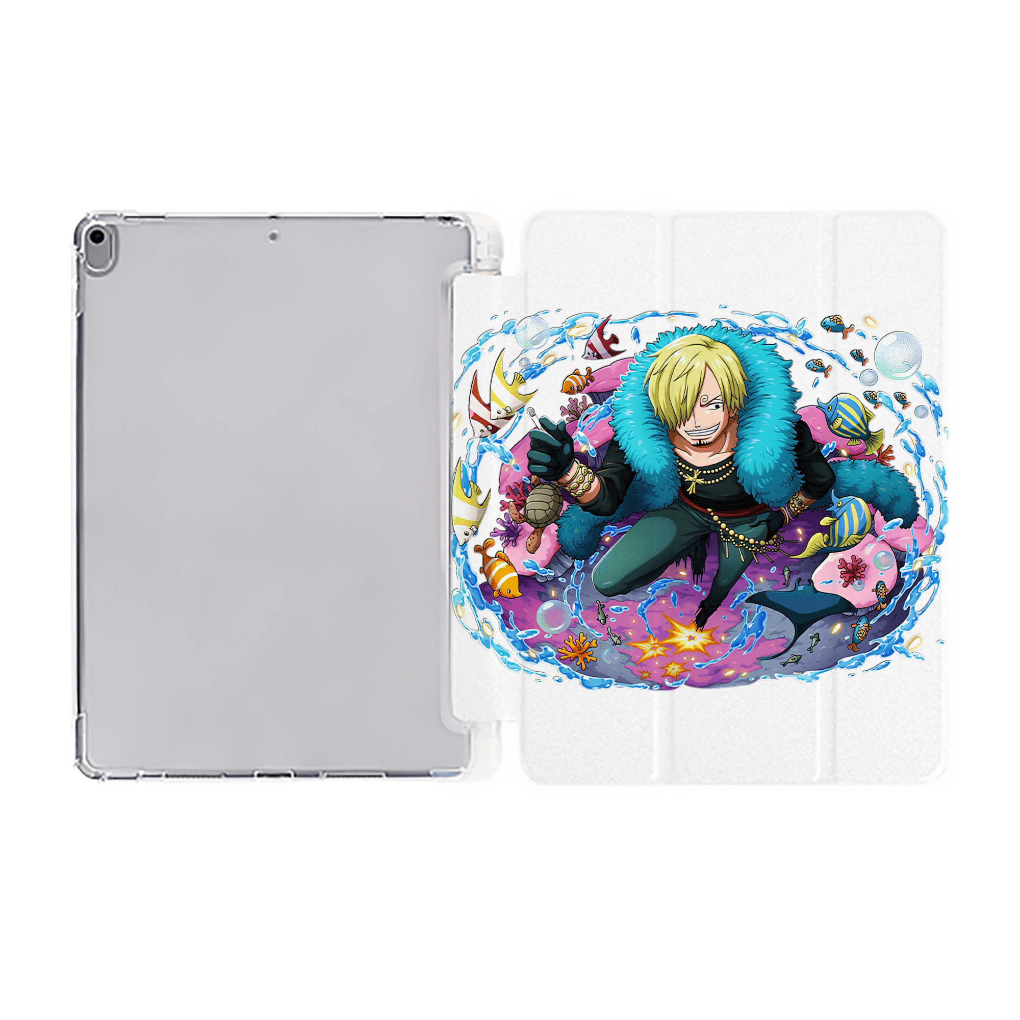 （画像用） ワンピース サンジ ONE PIECE Sanji IPad ケース ペン収納付き 三つ折りスタンド PUレザー×シリコン 対応機種9.5/10.5/10.9インチ